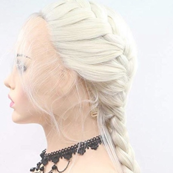 bleach blonde braided LaceFront wig with baby hair